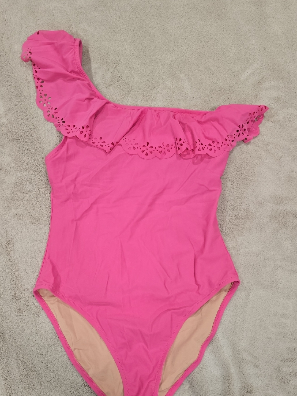 J.crew Pink One-Shoulder Ruffle Swimsuit